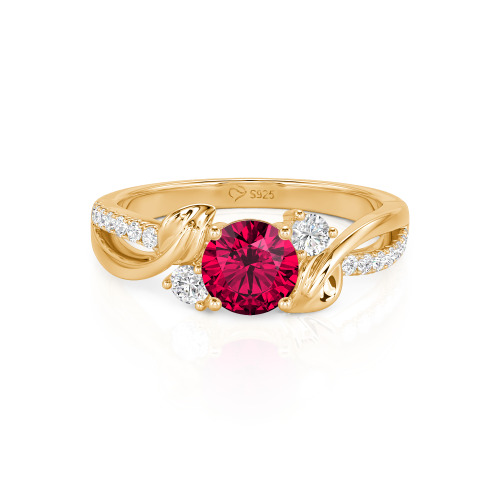 Jeulia Amore Twisted Leaf Custom Three Stone Engagement Ring