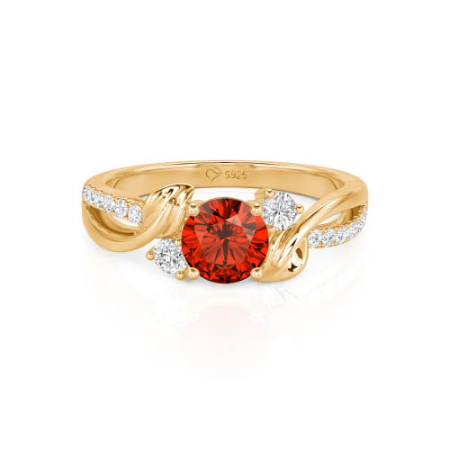Jeulia Amore Twisted Leaf Custom Three Stone Engagement Ring