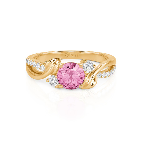 Jeulia Amore Twisted Leaf Custom Three Stone Engagement Ring