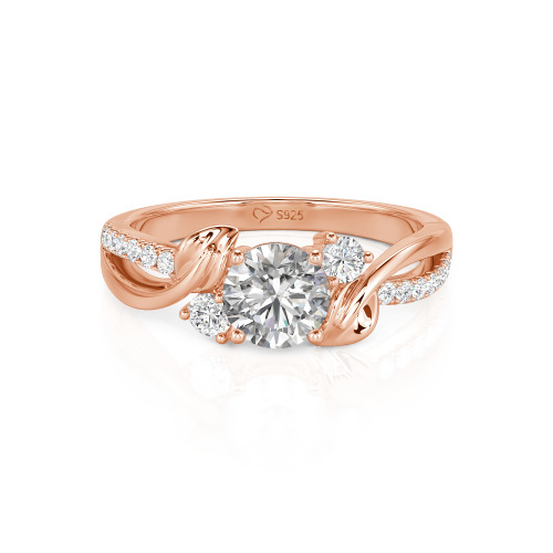 Jeulia Amore Twisted Leaf Custom Three Stone Engagement Ring