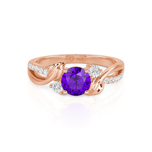 Jeulia Amore Twisted Leaf Custom Three Stone Engagement Ring
