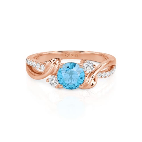 Jeulia Amore Twisted Leaf Custom Three Stone Engagement Ring