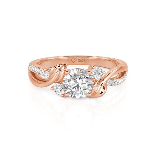 Jeulia Amore Twisted Leaf Custom Three Stone Engagement Ring