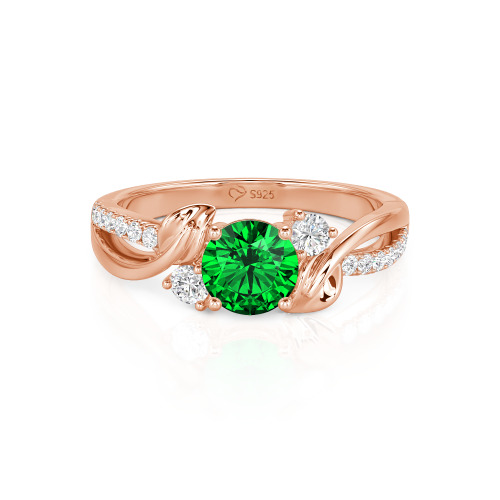 Jeulia Amore Twisted Leaf Custom Three Stone Engagement Ring