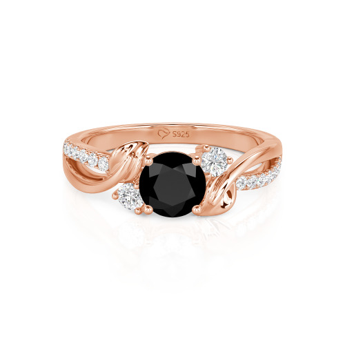 Jeulia Amore Twisted Leaf Custom Three Stone Engagement Ring