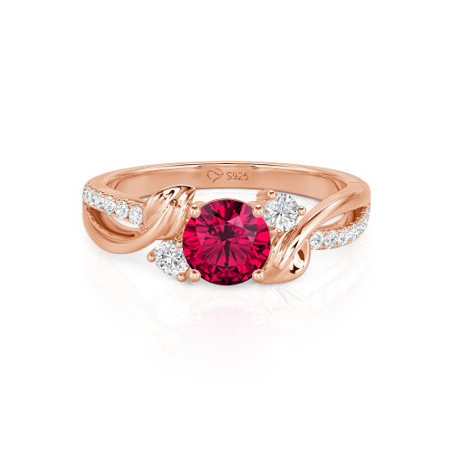 Jeulia Amore Twisted Leaf Custom Three Stone Engagement Ring