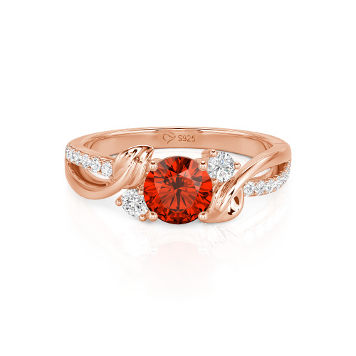 Jeulia Amore Twisted Leaf Custom Three Stone Engagement Ring