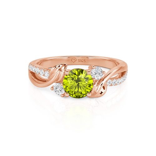 Jeulia Amore Twisted Leaf Custom Three Stone Engagement Ring
