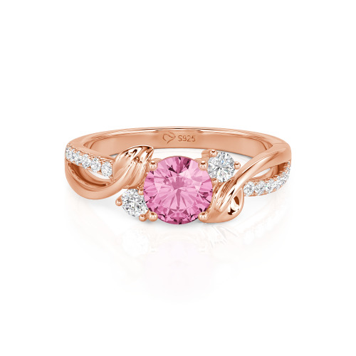 Jeulia Amore Twisted Leaf Custom Three Stone Engagement Ring