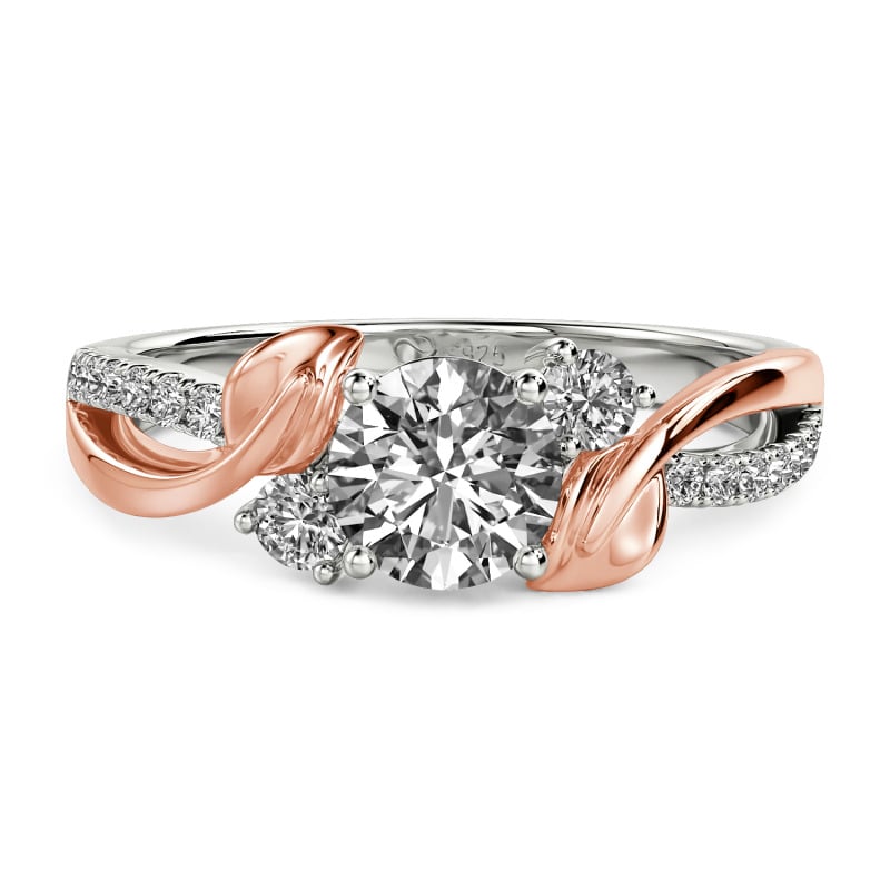 Jeulia Amore Twisted Leaf Custom Three Stone Engagement Ring