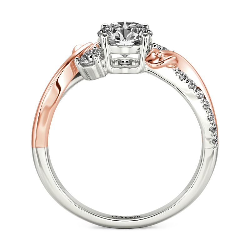 Jeulia Amore Twisted Leaf Custom Three Stone Engagement Ring