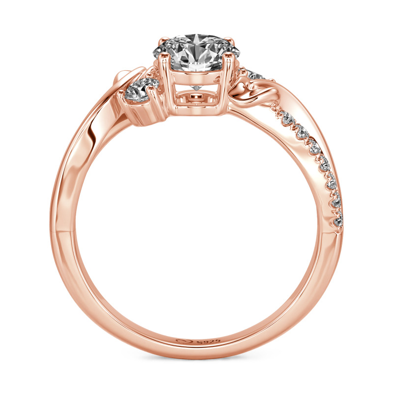 Jeulia Amore Twisted Leaf Custom Three Stone Engagement Ring