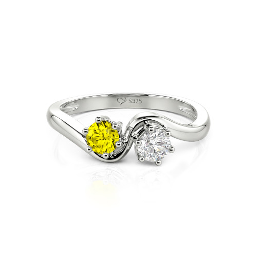 Jeulia Toi et Moi Custom Two Stone Round Cut Engagement Ring