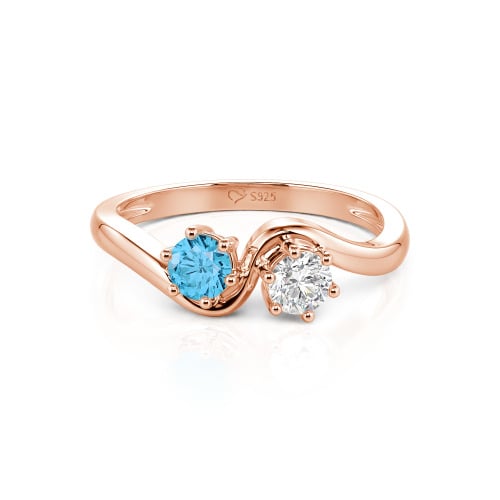 Jeulia Toi et Moi Custom Two Stone Round Cut Engagement Ring
