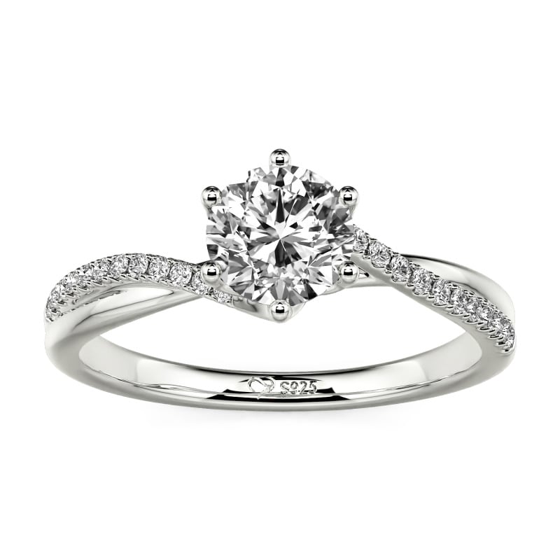 Jeulia Anillo de Compromiso Solitario Personalizado con Aro Trenzado de Doble Cinta