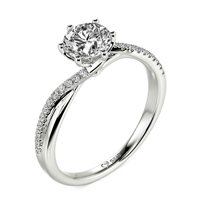 Jeulia Anillo de Compromiso Solitario Personalizado con Aro Trenzado de Doble Cinta
