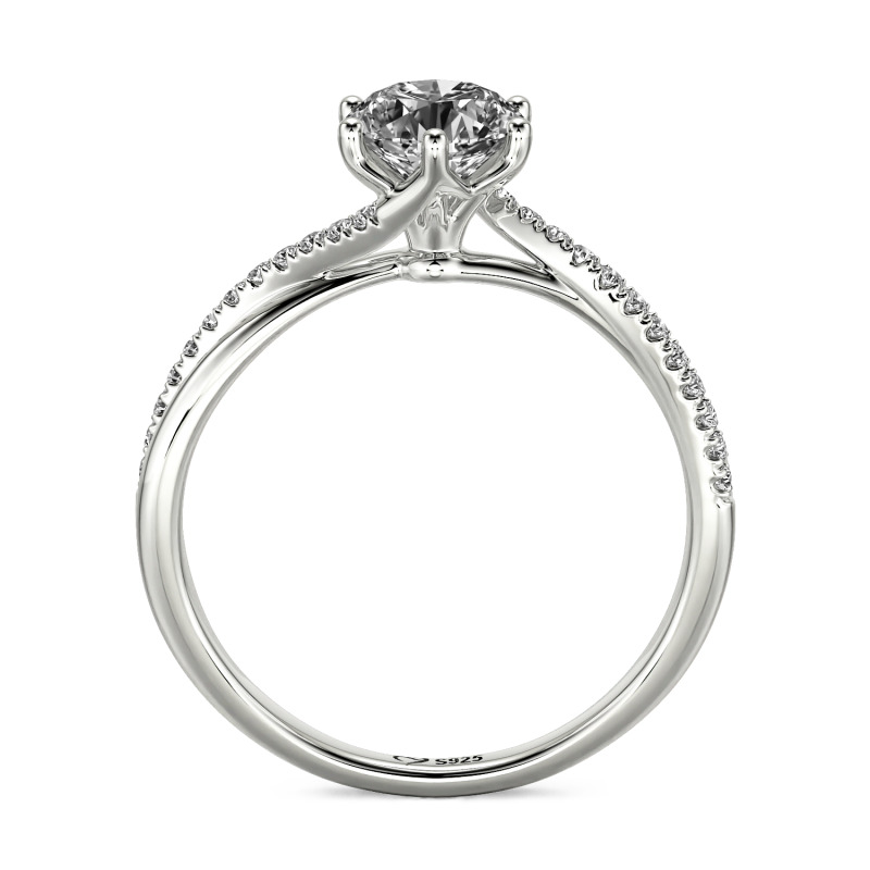 Jeulia Anillo de Compromiso Solitario Personalizado con Aro Trenzado de Doble Cinta