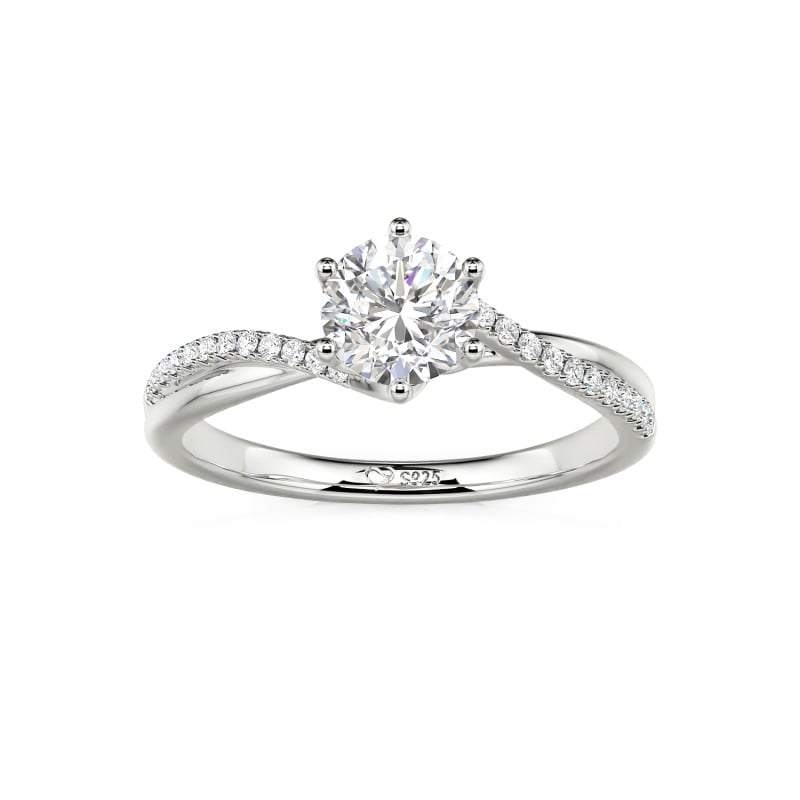 Solitaire With Ribbon Jeulia Custom Solitaire Engagement Ring with Double Ribbon Twist Band ...