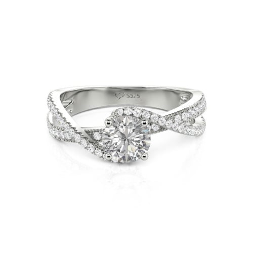 Jeulia Ribbon Twist Two Tone Custom Round Engagement Ring