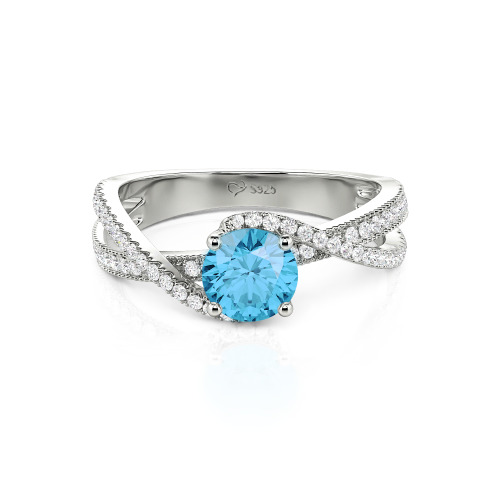 Jeulia Ribbon Twist Two Tone Custom Round Engagement Ring