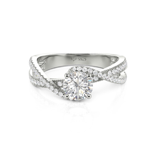 Jeulia Ribbon Twist Two Tone Custom Round Engagement Ring
