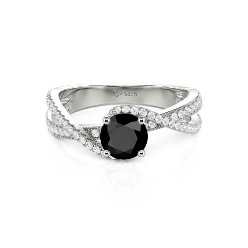 Jeulia Ribbon Twist Two Tone Custom Round Engagement Ring