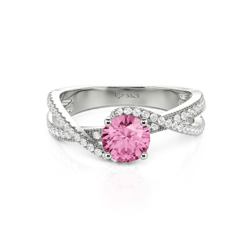 Jeulia Ribbon Twist Two Tone Custom Round Engagement Ring