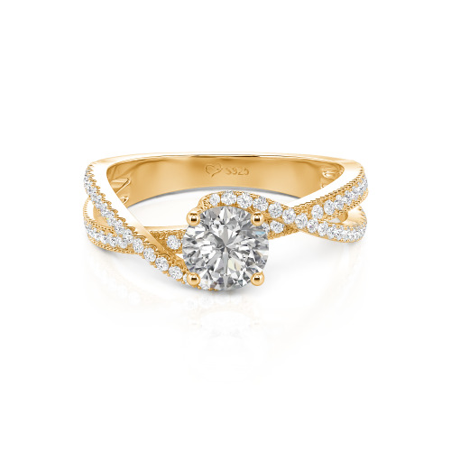 Jeulia Ribbon Twist Two Tone Custom Round Engagement Ring