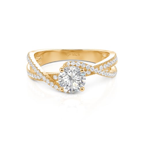 Jeulia Ribbon Twist Two Tone Custom Round Engagement Ring