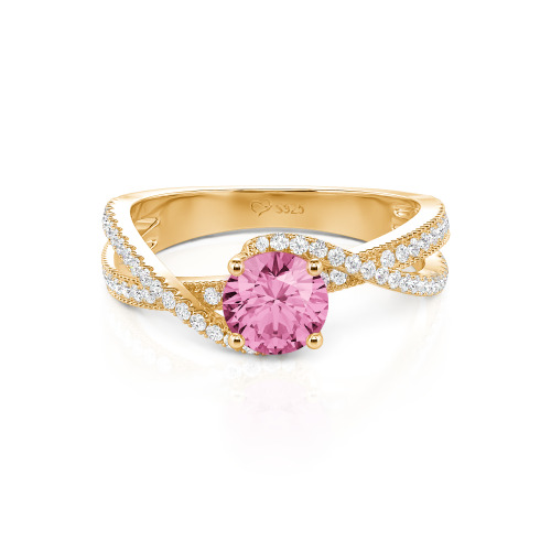 Jeulia Ribbon Twist Two Tone Custom Round Engagement Ring