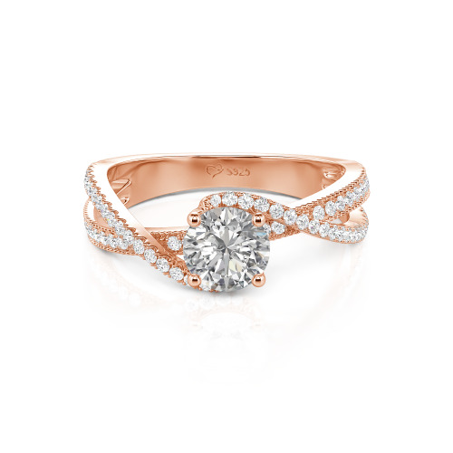 Jeulia Ribbon Twist Two Tone Custom Round Engagement Ring