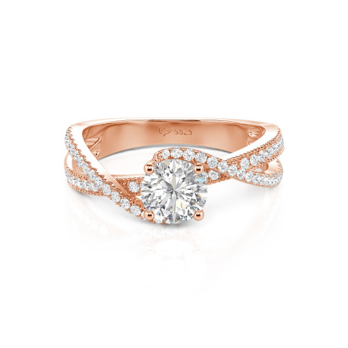Jeulia Ribbon Twist Two Tone Custom Round Engagement Ring