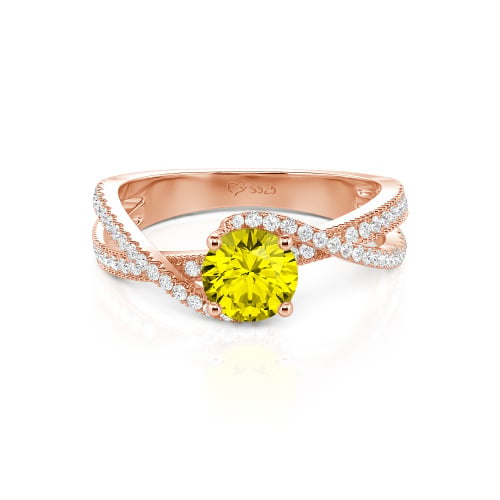 Jeulia Ribbon Twist Two Tone Custom Round Engagement Ring