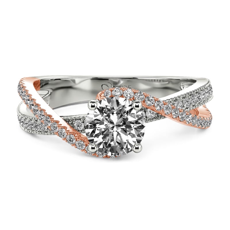 Jeulia Ribbon Twist Two Tone Custom Round Engagement Ring