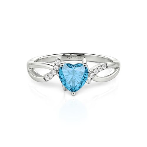 Jeulia Custom Twist Heart Promise Ring Sterling Silver