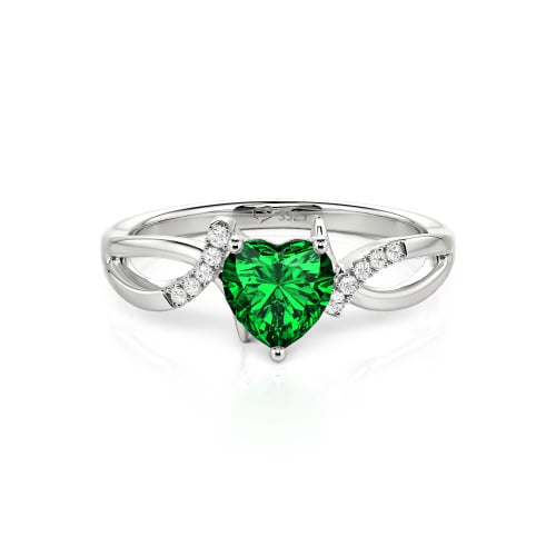 Jeulia Custom Twist Heart Promise Ring Sterling Silver