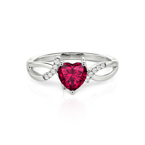 Jeulia Custom Twist Heart Promise Ring Sterling Silver