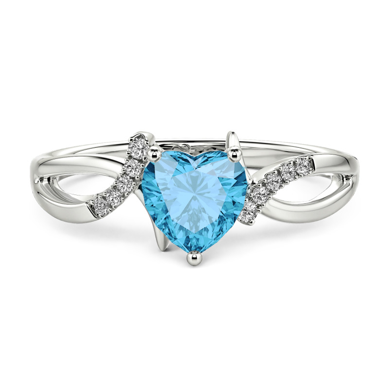 Jeulia Anello di Promessa Cuore Intrecciato Personalizzato in Argento Sterling