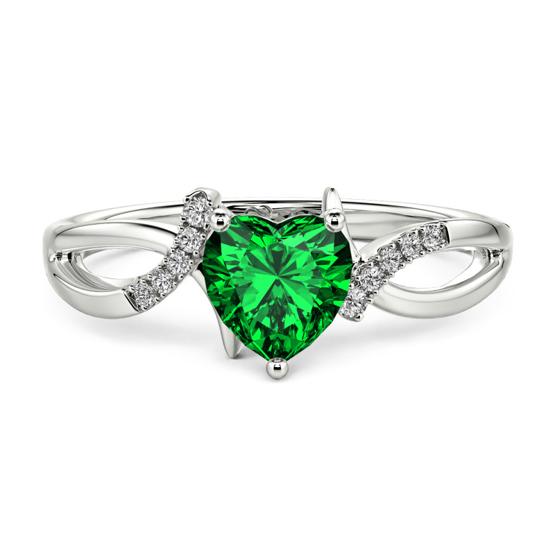 Jeulia Custom Twist Heart Promise Ring Sterling Silver