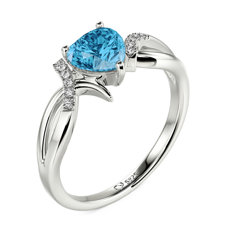 Jeulia Anello di Promessa Cuore Intrecciato Personalizzato in Argento Sterling