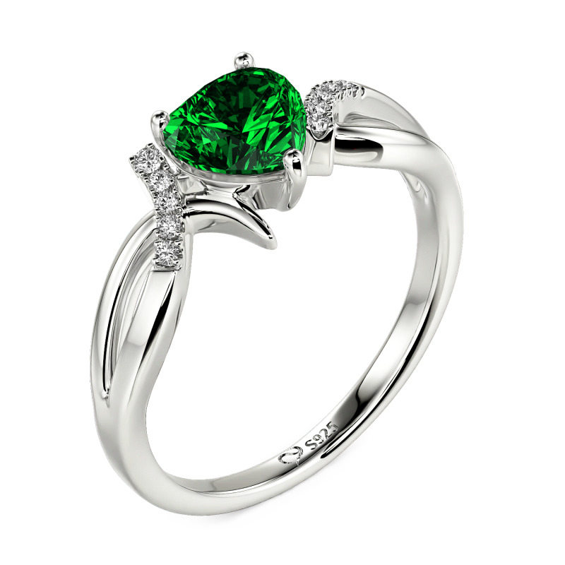 Jeulia Custom Twist Heart Promise Ring Sterling Silver