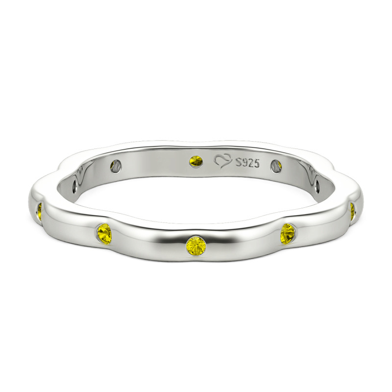 Jeulia Bague Femme Personnalisée Contour de Pétale de Sakura Coupe Ronde