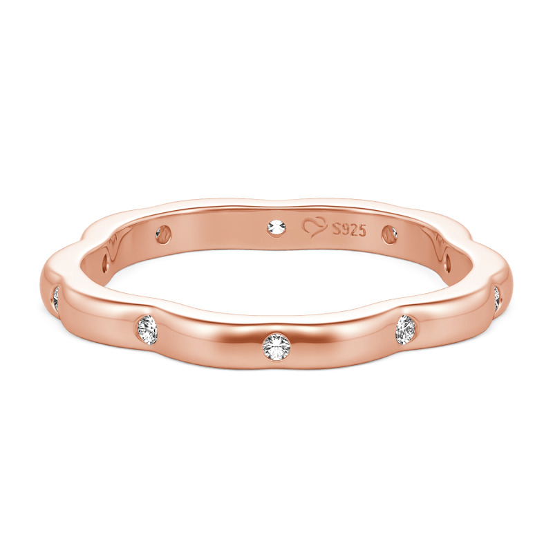 Jeulia Anillo para Mujer Personalizado Corte Redondo Contorno de Pétalos de Sakura
