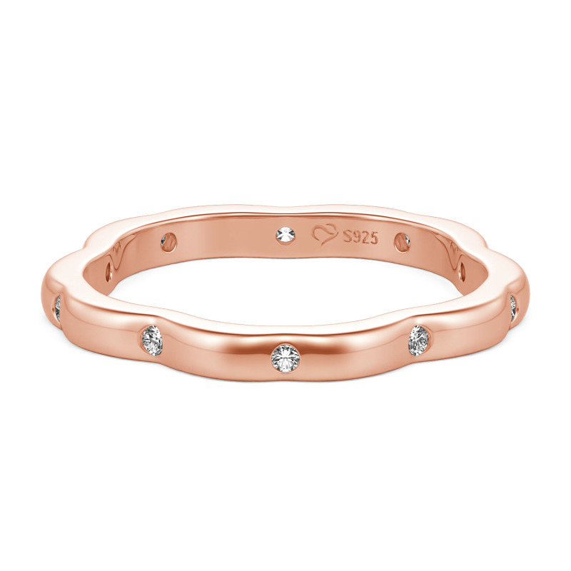 Jeulia Anillo para Mujer Personalizado Corte Redondo Contorno de Pétalos de Sakura