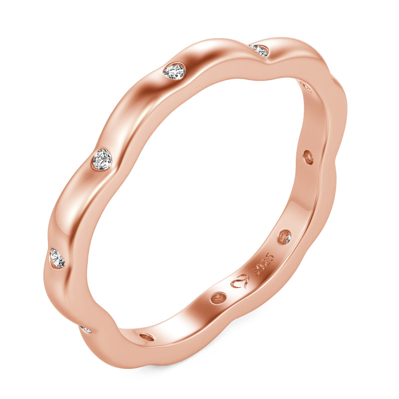 Jeulia Anillo para Mujer Personalizado Corte Redondo Contorno de Pétalos de Sakura
