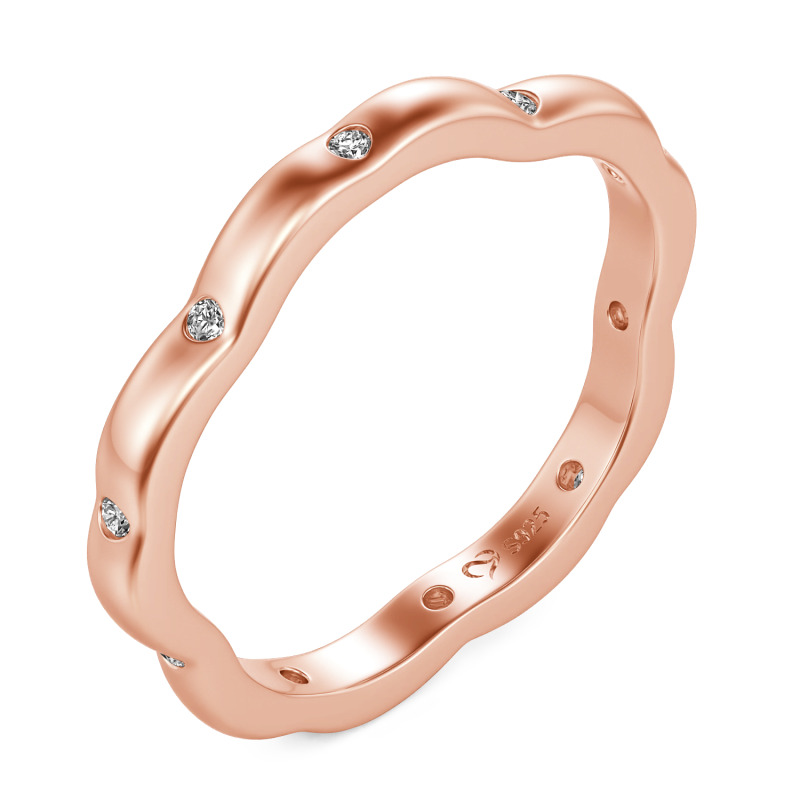 Jeulia Anillo para Mujer Personalizado Corte Redondo Contorno de Pétalos de Sakura