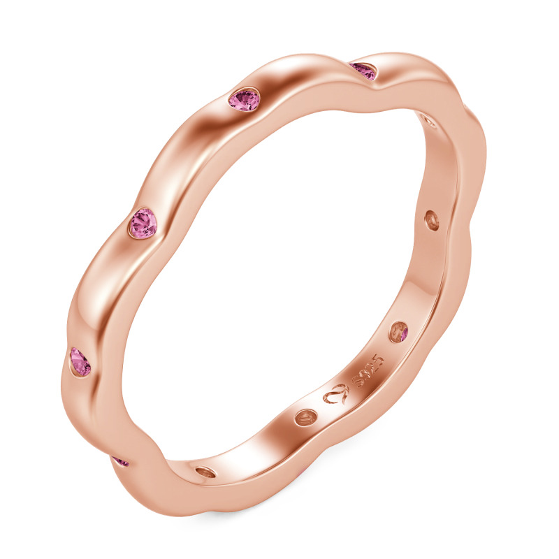 Jeulia Anillo para Mujer Personalizado Corte Redondo Contorno de Pétalos de Sakura