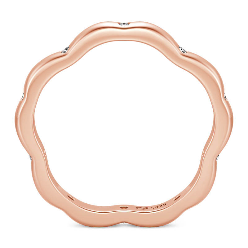 Jeulia Anillo para Mujer Personalizado Corte Redondo Contorno de Pétalos de Sakura