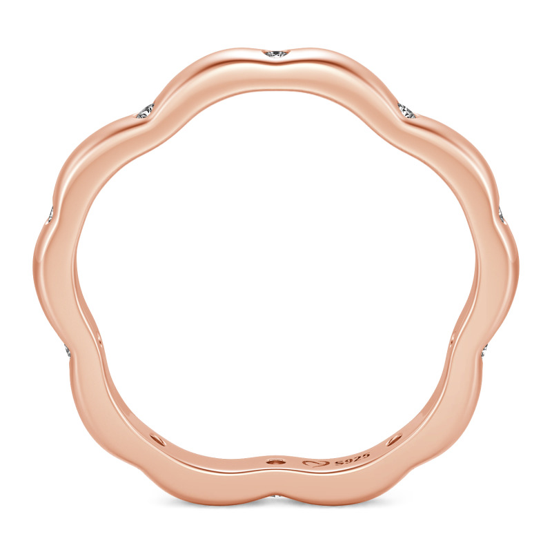 Jeulia Anillo para Mujer Personalizado Corte Redondo Contorno de Pétalos de Sakura