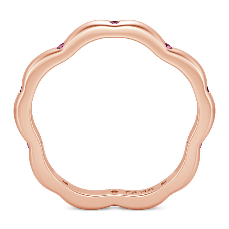Jeulia Anillo para Mujer Personalizado Corte Redondo Contorno de Pétalos de Sakura